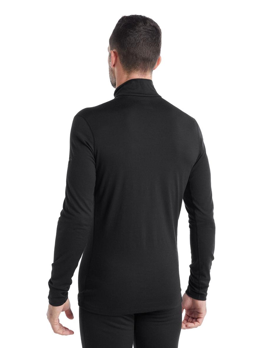 Icebreaker Merino 200 Oasis Long Sleeve Half Zip Thermal Top Férfi Base Layers Fekete | HU 1361UZGT